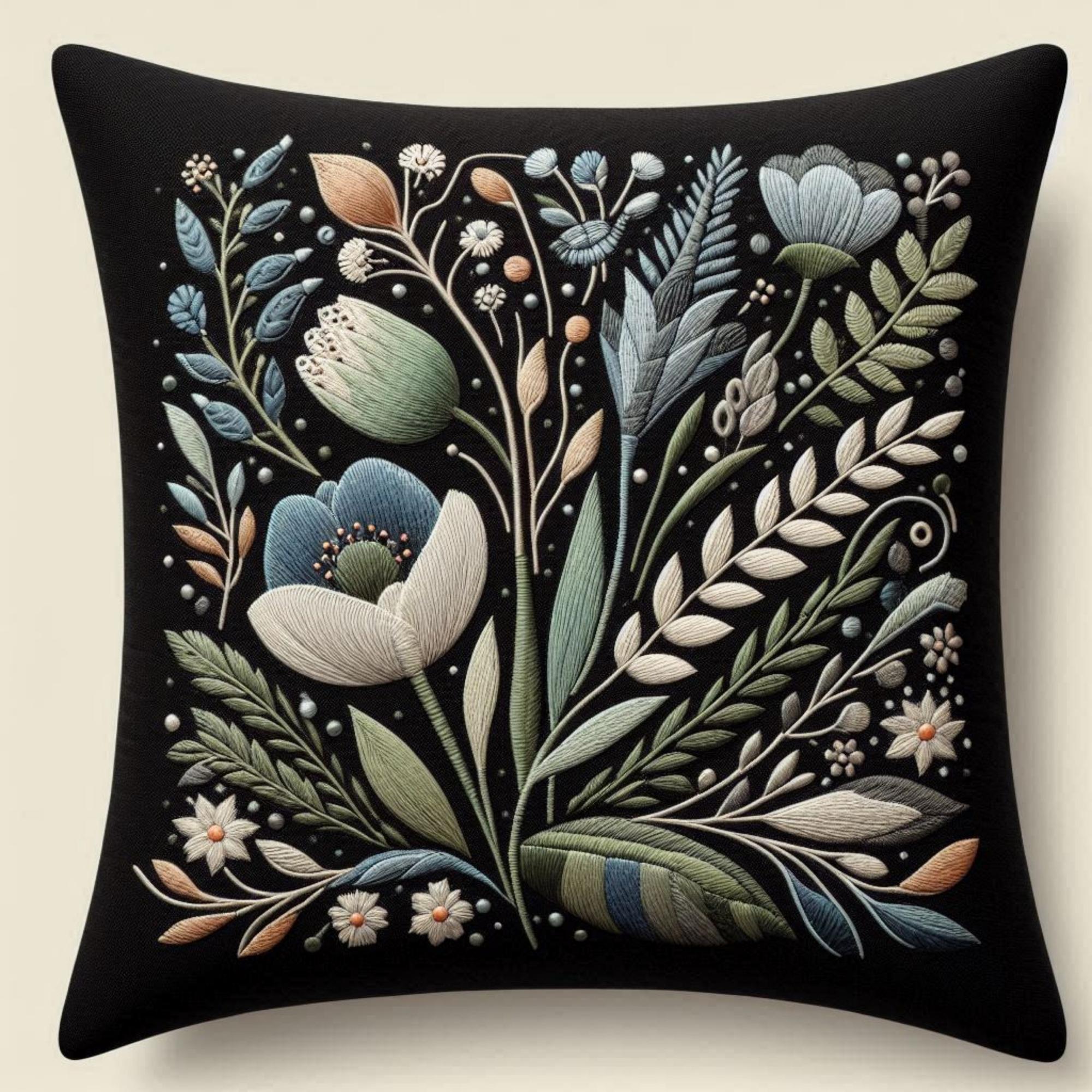 Cuscino con ricamo ornamentale sovrapposto